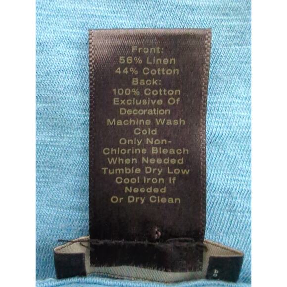 Ann Taylor Sky Blue Linen Cotton Blend Sleeveless Embroidered Top Women's Size M - Picture 5 of 6